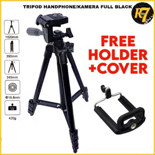 Tripod Handphone Kamera 1 Meter Tripod 3120 FULL BLACK Free Tas+Holder - Stand Hp Kamera Action Cam Tripod Fotografer Tripod