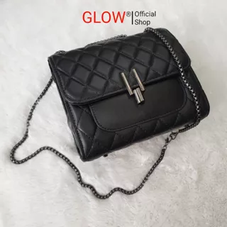 GLOW Fency + Free Box Tas Selempang Wanita Tali Rantai Slingbag Embose Cewek Perempuan 6304/ 6305