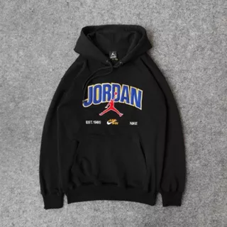 HOODIE JAKET SWEATER NIKE X AIR JORDAN EMBROIRD HITAM FULLTAG & LABEL