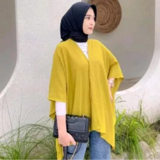 Promo Diskon Outer Kekinian Batwing Long Outer Perlengkapan Stelan Baju Pakaian Atasan Wanita Rompi Polos Perempuan Baju Kalong/Keleleawar Santai dan baju lebaran kondangan model motif Terbaru baju lebaran stelan kaftan dan Gamis dan Dres tambah bros