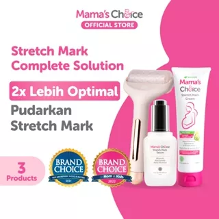 Stretch Mark Complete Solution Mama's Choice (Stretch Mark Cream + Serum + Roller Wajah & Tubuh) Paket Anti Strechmark