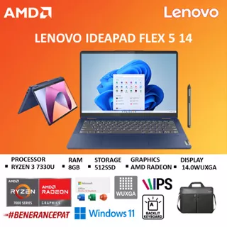 LENOVO IDEAPAD FLEX 5 14 TOUCH RYZEN 3 7330U 8GB 512GB W11+OHS 14.0 IPS BLIT BLU-AFID