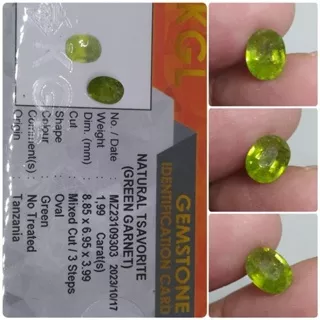 Natural Tsavorite garnet 1,9ct super plus memo KGL