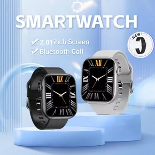 Grownado Jam tangan pintar Smartwatch Anti Air IP68 Jam Tangan Pria Wanita 2.01HD large screen Sport Tracker Bluetooth call heart rate blood pressure blood oxygen multi exercise + Free Steel strap Shipped within 12H