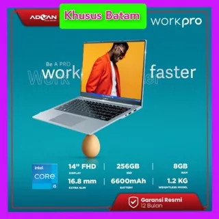 ADVAN Notebook Laptop Workpro Intel core i5 14'' FHD IPS 8GB 256GB Windows 11 Garansi Resmi 1 Tahun khusus batam