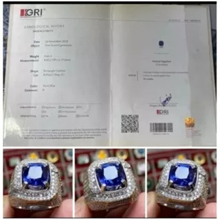 VVD BLUE SAPPHIRE RING PERAK MICRO + SERTIFIKAT