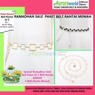 Auroraworld - PAKET MEWAH PAKET USAHA HEMAT 3PCS GESPER IKAT PINGGANG WANITA BELT PEREMPUAN FASHION KEKINIAN COCOK DIPADUKAN UNTUK GAMIS TUNIK KEBAYA FREE Bonus Spesial