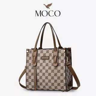 MOCO Fashion Tas Tangan Elegan dengan Pola Kotak Desain Mewah dan Praktis untuk Wanita Modern M0212M