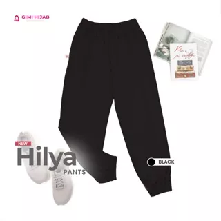 Gimi Hijab Hilya Pants Black - Inner Pants Model Jogger Celamis Model Jogger Kerut Celana Kaos Aladin Celana Tidur Wanita Dalaman Gamis Dress Warna Hitam Dark Grey Dusty Pink Milo Silver Putih