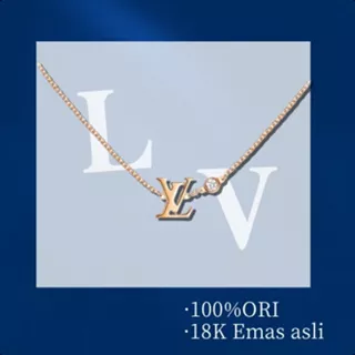 LV Louis Vuitton Kalung/Kalung berlian tunggal 18k emas/LV Pendant Otak Berlian Tunggal/Kalung emas 18k