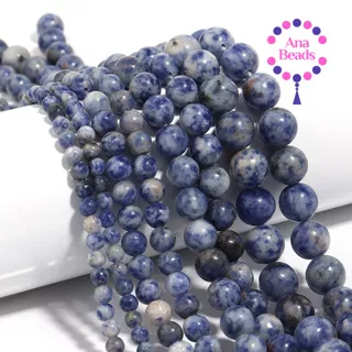 Manik Batu Alam Sodalite Biru Putih Alami Untuk Membuat Perhiasan DIY Kalung Gelang atau Tasbih