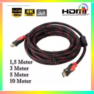 Kabel HDMI TV to HDMI 1.5m / 3m / 5m / 10m Serat Jaring HD 1080P V1.4 3D HDMI