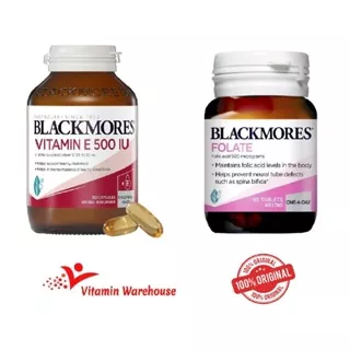 Blackmores Vitamin E 500IU/Blackmores Folate 90 Tablets/Asam Folat Folic Acid/Vit E/Vitamin Kulit/Kesuburan Vitamin Ibu Hamil