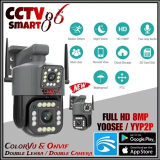 IP Camera CCTV PTZ YOOSEE Outdoor Double Lensa Full HD 8MP IP Camera CCTV Onvif Waterpoof