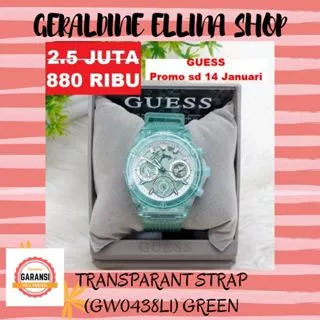 Jam tangan Wanita 100% original Guess seri TRANSPARANT STRAP GW0438L1