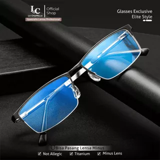 La Chapella Kacamata Bisnis Pria Titanium Anti Blueray Anti Radiasi Photocromic Bluecromic Modern Business Glasses 8511