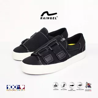 RAINGEL RV 2 - sepatu slip on local brand - black white