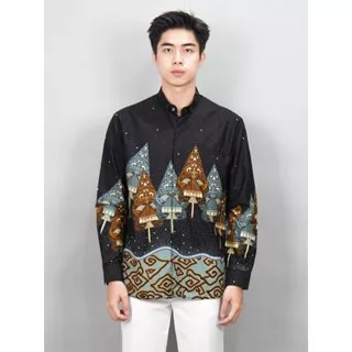 Swipe Up Kemeja Batik Pria Modern Slimfit Lengan Panjang Wayang Laksmana