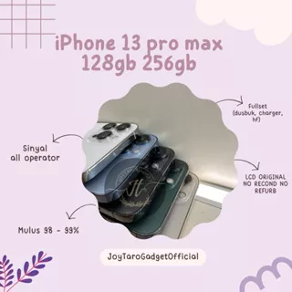 iPhone 13 Pro Max 128gb 256Gb Fullset Lengkap Lcd Original 100% Mulus No Recond No Refurb