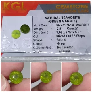 Natural Tsavorite Garnet 2,5 ct NTE Kualitas Super plus memo KGL