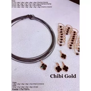 CHIBIGOLD - kalung Choker black gold Rose gold & Liontin vancleef emas 750 kadar 17k - CHIBI gold