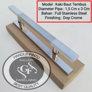 Handle Pintu Rumah Kaki Baut Tembus 60cm 45cm 33cm Gagang Tarikan Pintu Kaca Alumunium Stainless Steel