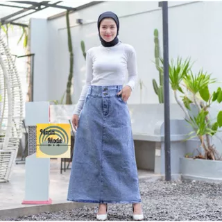 ROK JEANS STRECTH A JUMBO BIG SIZE / ROK JEANS PANJANG WANITA SPAN A PREMIUM