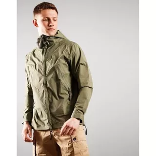 Pretty Green Seam Sealed Zip Through Hooded Jacket Khaki Original