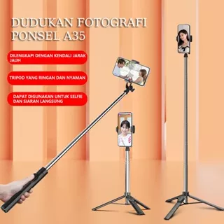 A35-160CM To Bluetooth Selfie Stick Tripod with Remote BT Phone Holder Tripod Microphone Remote Shutte Recording Livestream Tool Kit
