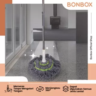 BONBOX Alat Pel Lantai Putar Otomatis Magic Twist Mop Alat Pel Lantai Peras Otomatis BCT3802