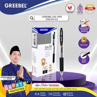 GREEBEL GEL PEN GP-509 ZIRCON 0.5 /Pen/Pulpen/gel pen utk atk kantor kerja kuliah anak