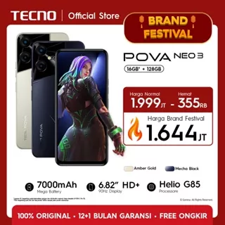 TECNO POVA NEO 3 - 8+8GB*+128GB, 7000mAh+18W Flash Charging, Helio G85, 90Hz+6,82 HD+, 6W Reverse Charging, NFC, Android 13, Garansi 12+1 Bulan