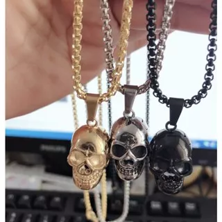 The Goats Dept - Old Skull Necklace Original / tgd904 kalung model tengkorak asli kepala tulang gaya pria wanita unisex gold silver perak emas death kematian rock hip hop titanium stainless gojek gosend instant indonesia