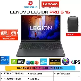 LENOVO LEGION 5 PRO 16 RYZEN 7 7745HX 16GB 1TB SSD RTX4070 8GB WIN11 OHS 16'' WQXGA 240HZ 4ZRGB 3Y 3ADP GREY