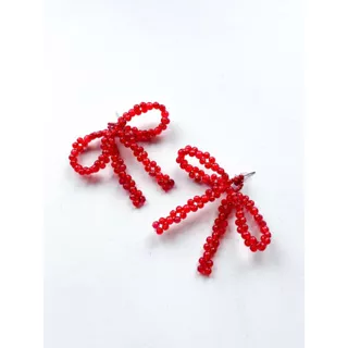 Contas Red Bow Earrings