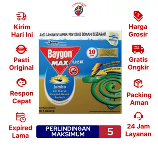 Baygon Coil Jumbo Green Obat Nyamuk Bakar 150 Gr Isi 5