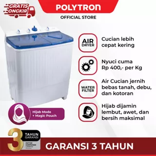 Mesin cuci POLYTRON Primadona Giant 2 tabung 7,5Kg PWM 751B