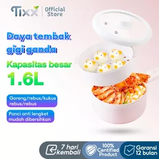 TIXX 1.6L Panci Elektrik Serbaguna 2 in 1 Panci Listrik / Multifunctional Electric Cooker Free Steamer / Panci Elektrik / Cooking Pot Household mini Rice Cooker Non Stick Pan Frying Panci Listrik