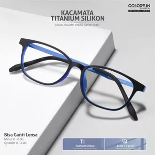 Colore.in Kacamata Anti Radiasi Anti Blueray Photocromic Bluecromic TR-90 + Titanium Persegi Panjang Pria Wanita Fashion Glasses 9835