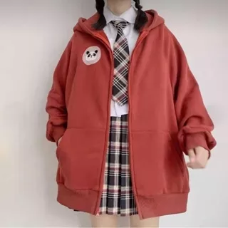 Jaketin Aja Zip Hoodie Cute PANDA ( S - 6XL ) Jacket Korean Girls Oversize Harajuku Ulzzang Style M L XL XXL XXXL 3XL 4XL 5XL 6L Jaket Jumbo Zipper Resleting Beruang Teddy Bear Cute Wanita Unisex Maroon Hitam Beige Burgundy Lilac Sweater FLeece Premium