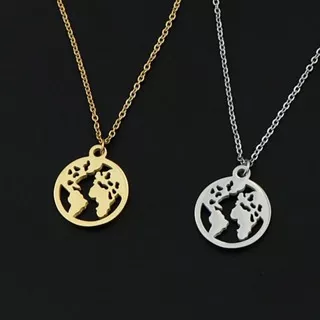 The Goats Dept - World Necklace Original / tgd269 kalung model dunia world pasangan unik bentul globe world universe you are my world for man women unisex style gift birthday Kalung Bohemian Boho Liontin Earth Globe Aesthetic Korea ready stock indonesia k