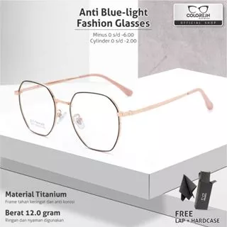 Colore.in Kacamata Anti Radiasi Anti Blueray Photocromic Bluecromic Titanium Geometri Pria Wanita Glasses Series 2837