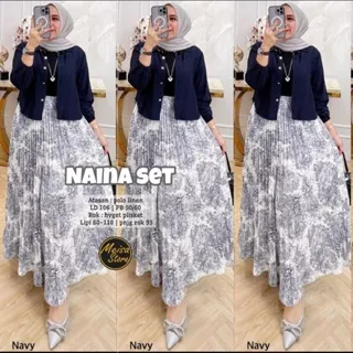 (( RESTOCK )) NAINA NURIA SETELAN ROK PLISKET BY MEISA ATHAYA ADISTA MEETHI SET CLA HIJAB // MUTHI BAJU ATASAN TUNIK BLOUSE KEMEJA POLO LINEN SET ROK PLISKET MOTIF CANTIK // FASHION REMAJA KEKINIAN ROK MAYUNG