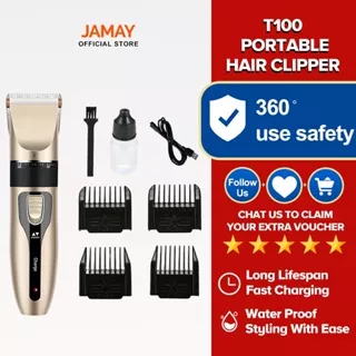 JAMAY Alat Cukur Rambut Hair Clipper USB Cordless Professional Pemotong Rambut Cukuran Jenggot Electric Mesin Cukur Rambut Alat Cukur Elektrik T100