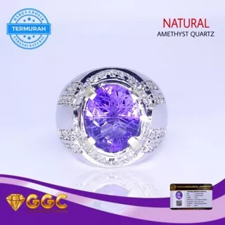 Cincin Batu Natural Kecubung Amethyst Quartz Gem ID Card