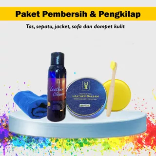 Paket Pembersih dan Pengkilap Tas, Sepatu, Sofa, Jacket, Dompet Kulit Ampuh dan Aman by Meecare Leather Polish / Leather Cleaner / Leather Balsam / Conditioner / Treatment