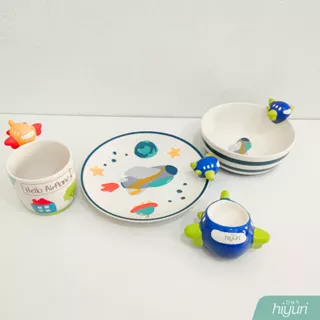 HIYURI 3D Airplane Ceramic Tableware / Piring/Mangkuk Makan Mug/Cup Minum Anak Cartoon / ornament / mangkuk taroh kunci / pajangan rokcet / pajangan pesawat / pajangan lucu / gelas kecil