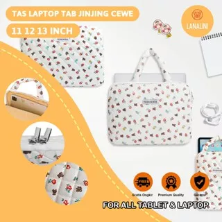 Tas Jinjing Sleeve Pouch Sarung Hand Bag Case Ipad Tab Tablet Macbook Air Pro Laptop Asus Acer Lenovo HP Huawei Samsung Advan 11 12 13 14 15 inch Motif Bear Beruang Korea Puffy Fluffy Premium Pillow Bubble Aesthetic Lucu Cute Murah Korean Model