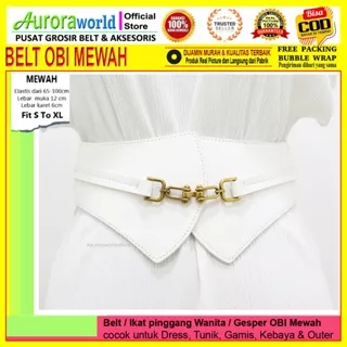 AURORAWORLD GESPER OBI KARET UNTUK DRESS GAMIS TUNIK IKAT PINGGANG WANITA FASHION BELT KARET Lebar Sabuk Fashion Korset Korea Obi Cewek Gasper besar kulit Hitam Elastis KEKINIAN CANTIK TERMURAH TERLARIS bisa COD