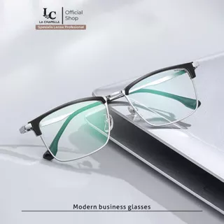 La Chapella Kacamata Bisnis Pria Titanium Anti Blueray Anti Radiasi Photocromic Bluecromic Modern Business Glasses 3228